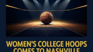 Graphic promoting a women's college basketball doubleheader at Bridgestone Arena in Nashville on December 20, 2026