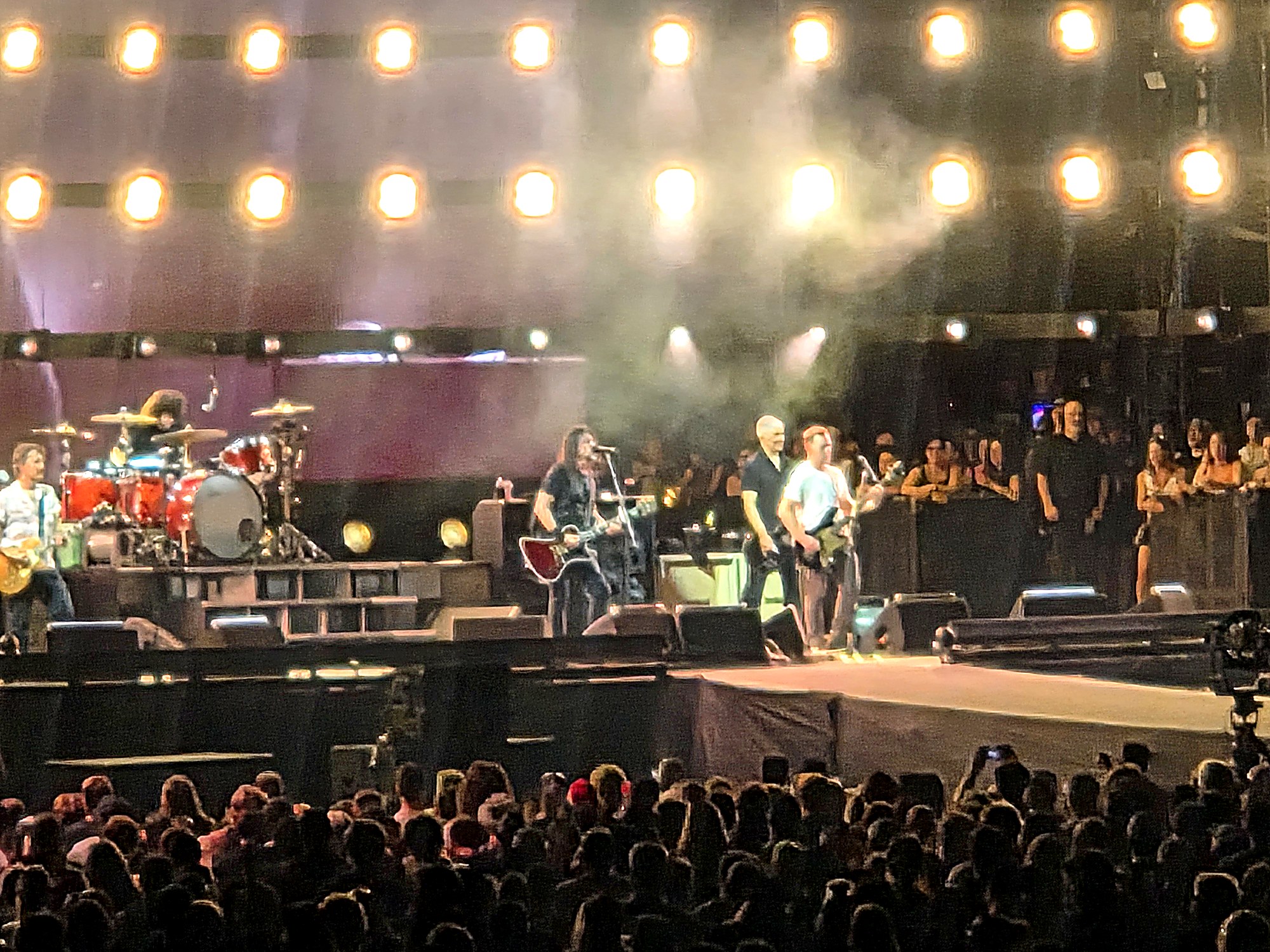 Foo Fighters perform on stage at Nissan Stadium in Nashville during the Take Cover Tour on August 15, 2026
