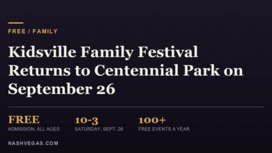 Illustrative J3 Media graphic: Kidsville Family Festival returns free to Centennial Park in Nashville on September 26, 2026 (illustrative)
