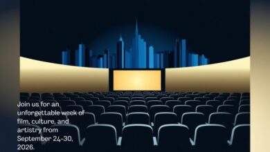 Illustrated cinema graphic for the 57th Nashville Film Festival, September 24 to 30, 2026