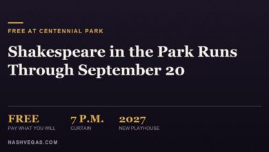 Illustrative J3 Media graphic for the Nashville Shakespeare Festival's free Shakespeare in the Park production of A Midsummer Night's Dream at the Centennial Park Bandshell