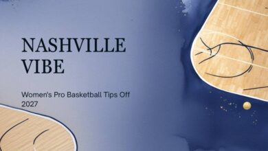Nashville Vibe womens pro basketball editorial graphic with hardwood court motif (illustrative)